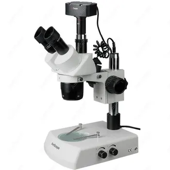 Стереомикроскоп-AmScope поставляет сверхширокоугольный стереомикроскоп 20X-40X + 1,3-мегапиксельную камеру SW-2T24-MT