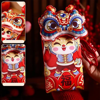 1 шт. Китайский Новый год Красные конверты 2024 Год Дракона Красный Карман Счастливые Деньги Благословить Карманную Сумку Весенний Фестиваль Детские Подарки