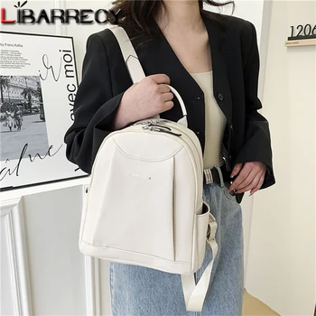 Сплошной цвет Маленький женский рюкзак Роскошный дизайнерский высококачественный кожаный женский дорожный рюкзак Многофункциональные женские сумки через плечо