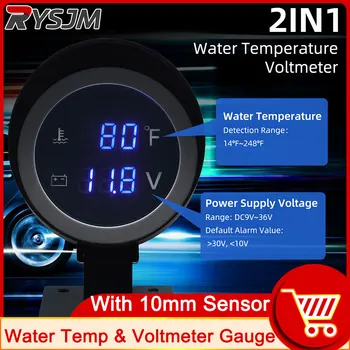 HD 12 В / 24 В Автомобильный цифровой вольтметр 2 в 1 и датчик температуры воды градусов Цельсия и Фаренгейта с датчиком 10 мм
