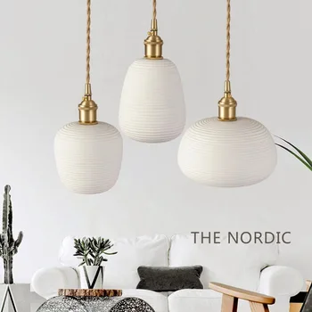 Скандинавская керамика подвесной светильник минималистичный дизайнерский светодиодный ресторан подвесной светильник прикроватный керамический светильник кафе украшение гостиной