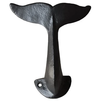 Чугунный декоративный настенный крючок с китовым хвостом с крепежными винтами (18X7x5 см / 7X2,75X1,96 дюйма)