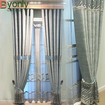 Мятно-зеленый Высококачественные водорастворимые полые шторы из синели для гостиной и спальни Французская вышитая оконная сетка