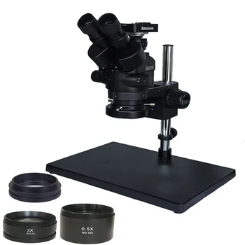 7X-45X Тринокулярный микроскоп Пайка Стерео Зум 0,5X 2,0X Вспомогательный объектив Профессиональный ремонт печатной платы мобильного телефона