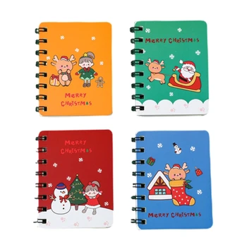 4 шт. Маленькие рождественские блокноты Twin-coil Binding Mini Notebook Маленький блокнот для студента, девочки и мальчика, рождественский подарок