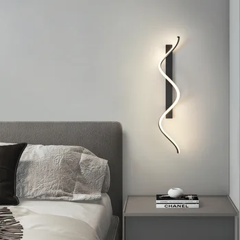 Современный светодиодный настенный светильник для гостиной ТВ Фон спальни Прикроватный проход Стена Бра Внутренний домашний декор Осветительный прибор Блеск