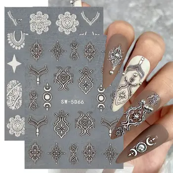 креативный марокканский цветок плитка для ногтей украшение для ногтей в стиле барокко наклейки для ногтей винтаж нежные тисненые наклейки для ногтей