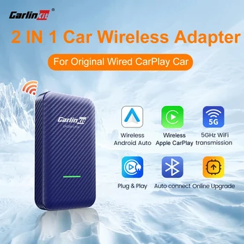 CarlinKit 2 В 1 Auto Box Беспроводной адаптер Android Auto CarPlay CP2A Проводной к беспроводному Smart AI Box WiFi Bluetooth Auto Connect