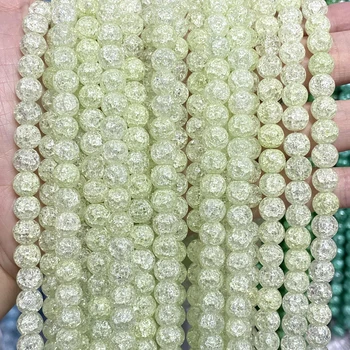 Натуральные светло-зеленые треснувшие кристаллические каменные бусины для изготовления ювелирных изделий круглые свободные бусины DIY браслет ручной работы аксессуары 6-12 мм