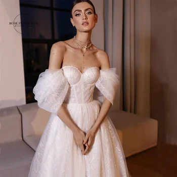 Роскошные блестящие кружевные свадебные платья для женщин 2023 Vestidos De Novia Элегантные длинные свадебные платья с открытыми плечами