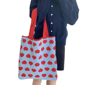 Пляжные сумки для женщин 2023 Сумка Женская сумка через плечо Женская сумка Шикарная сумка для покупок Тканая сумка Контрастная сумка для хранения Love Design