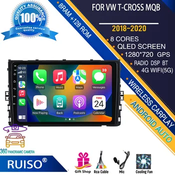 RUISO Android с сенсорным экраном автомобильный dvd-плеер Для VW T-Cross MQB 2018-2020 автомагнитола стерео навигационный монитор 4G GPS Wifi