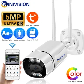 Tuya Smart Life Home Bullet 2MP 5MP Полноцветная камера ночного видения WiFi На открытом воздухе Водонепроницаемая домашняя безопасность Human Detect IP-камера