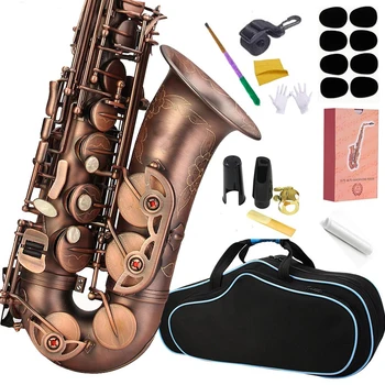 Высококачественный саксофон Альт-саксофон 54 Профессиональный ми-бемоль Альт-саксофон Музыкальные инструменты Саксофон Антикварная медь Симуляция