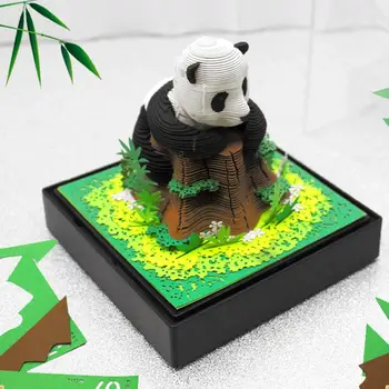 Модный 3D Panda Paper Art Блокнот Календарь Ручная Резьба по Бумаге Искусство Для Дома, Учебы, Офиса, Рабочего стола со светодиодной подсветкой