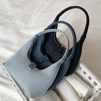 Crescent Сумка для подмышек 2023 Корейская сумка для переноски Джинсовая сумка Сумка через плечо во французском стиле Модная квадратная сумка Пригородная сумка-клатч