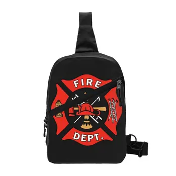  Firefighter Department Logo Sling Chest Bag Пожарный Пожарный Спасательный Плечо Кроссбоди Рюкзак для мужчин Путешествия Походы Рюкзак