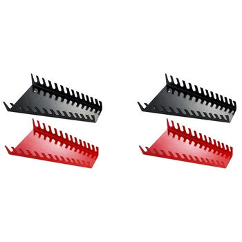  Упаковка из 4 штук Органайзер для металлических гаечных ключей - Лоток для держателя гаечных ключей премиум-класса, настенные решения для хранения ключей 2 красный и 2 черный