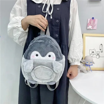 Модные сумки для кукол Y2K для женщин Милый мультфильм Кошелек с монетами Плюшевый мягкий рюкзак для пингвинов для женщин 2024 Модные детские подарки на день рождения