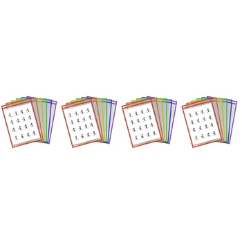 24 шт. Листовые протекторы Прозрачный дизайн Бумажная обложка Свободный лист Протектор Бумажный файл Защитный пакет (случайный цвет)