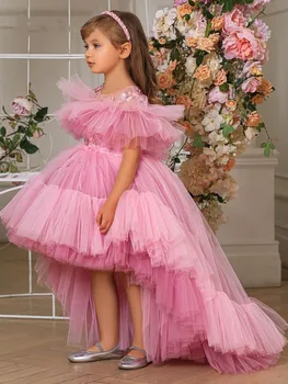 Новое индивидуальное платье цветочницы с длинным шлейфом принцесса свадебное платье для вечеринки первое причастие