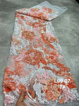 Африканское французское сетчатое кружево с пайетками 2023 Красочная нигерийская тюлевая кружевная ткань для шитья элегантных вечерних платьев для вечеринок ABHS5554