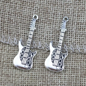 10 шт./лот 13 * 27 мм Античный серебряный цвет гитарные подвески кулон для ювелирных изделий DIY Находки оптом
