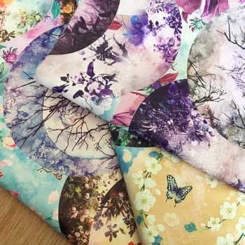 картина акварелью узор бабочки винтажная ткань хлопчатобумажная ткань в стиле ретро для DIY сумка рубашка платье ткань 1 метр