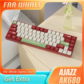 Ajazz AK680 RGB Механическая клавиатура ABS колпачок для клавиш 68 клавиш Bluetooth Беспроводная 2.4G / проводная геймерская клавиатура Пользовательская прокладка для ПК Ноутбук
