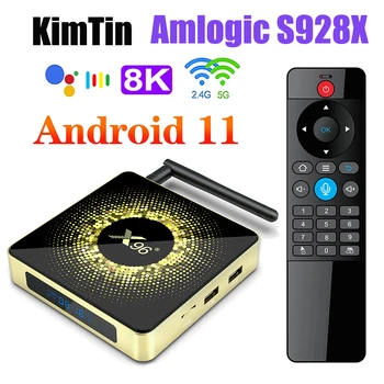 KimTin ТВ-бокс Android 11 X96 X10 DDR4 8 ГБ ОЗУ 64 ГБ ПЗУ Amlogic S928X Поддержка 8K USB3.0 5G Wifi 1000M LAN 4 ГБ 32 ГБ Медиаплеер