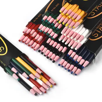 12 шт. Экологически чистые ручные карандаши 12 цветных маркеров Кожаная стеклянная ручка Металлический маслянистый карандаш Канцелярские принадлежности