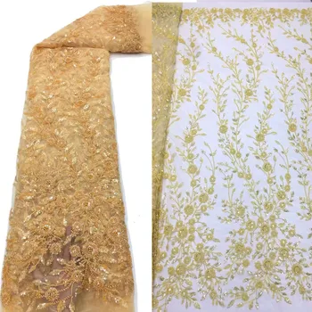  Pretty Coloful Бисерный дизайн с вышивкой жемчугом Французский тюль Сетка Африканская кружевная ткань для вечерних платьев Свадьбы Вечеринка
