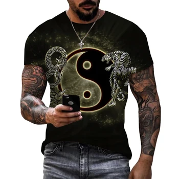 Diagrama Yin Yang Bagua 3D-печатная мужская футболка унисекс 2023 Модные повседневные футболки оверсайз