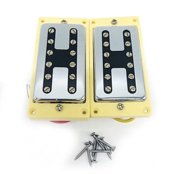 1 комплект Звукосниматель для электрогитары Аксессуары для электрогитары H-образный картридж из алюминия и никеля и кобальта (желтая рамка)