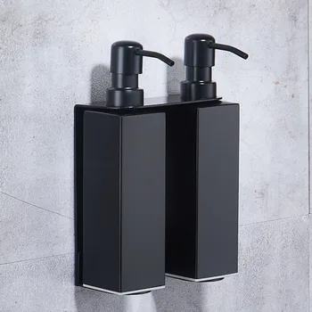 Черный дозатор мыла из нержавеющей стали для ванной комнаты с двойной головкой и металлической бутылкой с насосом для кухонной раковины дозатор мыла для рук