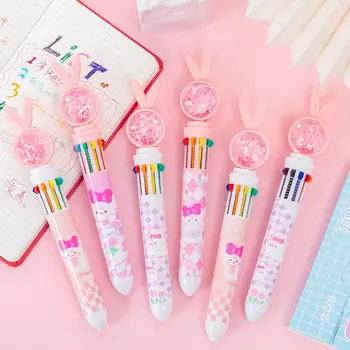 10 цветов шариковая ручка мультяшный медведь 0,5 мм красочные силиконовые корейские школьные канцелярские ручки гелевые ручки Kawaii Supplies Ink Off O2C2