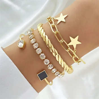 IFMIA Boho Многослойный геометрический кристалл браслет Дамы панк мода звезда цепь полый металл набор браслеты девушка ювелирные изделия подарок