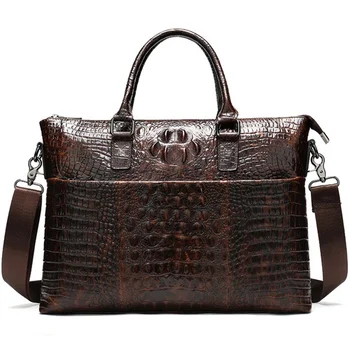 мужская сумка-портфель мужская сумка из натуральной кожи сумка для ноутбука мужская офисная сумка для мужчин с крокодиловым рисунком A4 файл портфель сумка