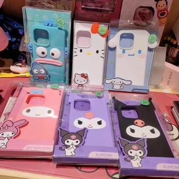 Чехол для телефона Kawaii Sanrio для Iphone 13 14 Promax Hello Kitty Kuromi Melody Hangyodon Cartoon Полностью покрытый силиконовый мягкий корпус