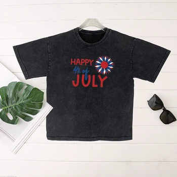Seeyoushy 4 июля День независимости День освобождения Принтованный топ Летняя мода Повседневная женская футболка Y2K Эстетический топ