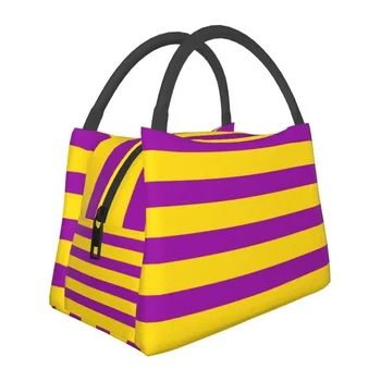 Пользовательские сумки для ланча с желтыми и фиолетовыми полосами Мужчины Женщины Кулер Теплые изолированные ланч-боксы для офисных поездок