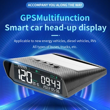 X100 Проекционный дисплей Универсальный автомобильный беспроводной солнечный заряд Цифровая GPS Спидометр Сигнализация превышения скорости Измеритель расстояния