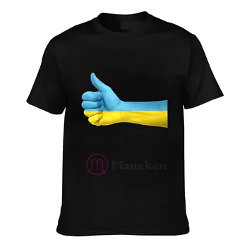 2022 Украина Ручной флаг Большой палец вверх Знак Флаг страны Мужчины Футболки Женская футболка Хип-хоп топы Хлопковые футболки