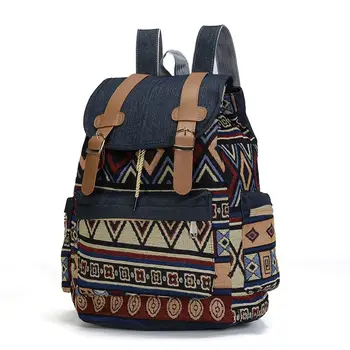 Высококачественный женский холщовый винтажный рюкзак этнические рюкзаки богемный рюкзак школьная сумка