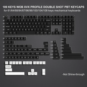 XVX Профиль Пользовательские колпачки клавиш клавиатуры WOB 189 клавиш Double Shot PBT Колпачки для клавиш Cherry Gateron MX Switch Механические игровые клавиатуры
