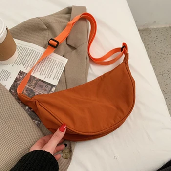 2023 Нейлоновая сумка-мессенджер Женская новая модная сумка для пельменей Легкая сумка через плечо Сумка под мышкой Простая холщовая сумка через плечо