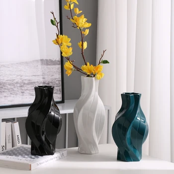 Американские скандинавские минималистичные керамические вазы, креативные линии обеденного стола для гостиной, вазы, цветочная ваза для украшения дома