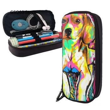 Пенал для собаки, кожаный многослотовый чехол для карандашей, портативная сумка для карандашей, чехол для ручек для офисной школы