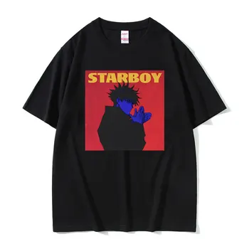 Японское аниме Джиу-джитсу Кайсэн Фушигуро Мэгуми Графическая футболка The Weeknd Starboy Style Футболки Мужчины Женщины Повседневные футболки оверсайз