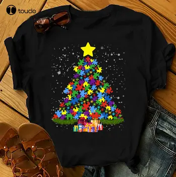 Autism Christmas Tree - Autism Awereness Футболки Мужчины Женщина День Рождения Футболки Летние Топы Пляжные Футболки Xs-5Xl Custom Gift New